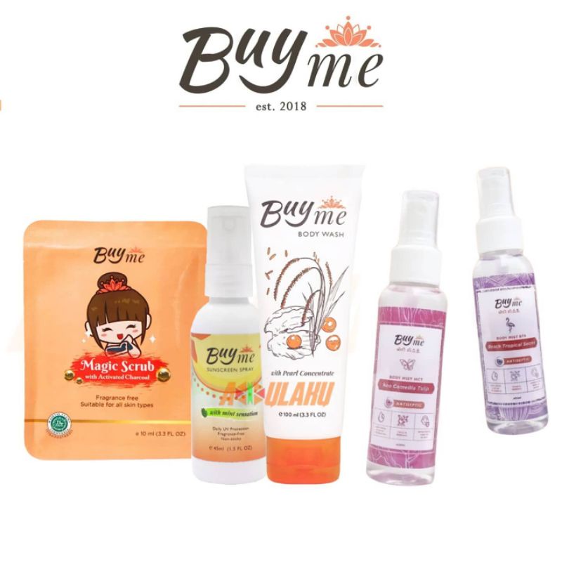 Buyme All Product - Body Wash / Whitening Sunscreen Spray / Magic Scrub / Body Mist