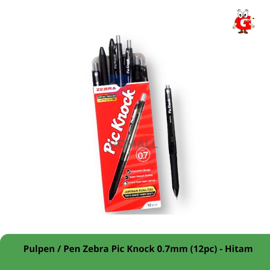

Pulpen / Pen Zebra Pic Knock 0.7mm (12pc) - Hitam