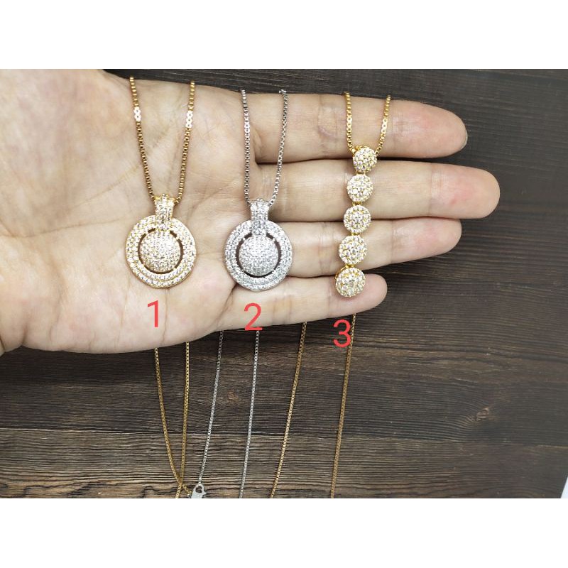 Fifi Fashion Kalung Liontin Fashion Cantik Full Mata Model Perhiasan Lapis emas