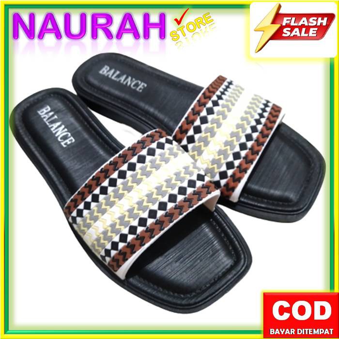 SANDAL WANITA BALANCE 1213 10 SLOP ETNIK ORIGINAL RUBBER EMPUK LENTUR CANTIK NICE BLC 1213-10