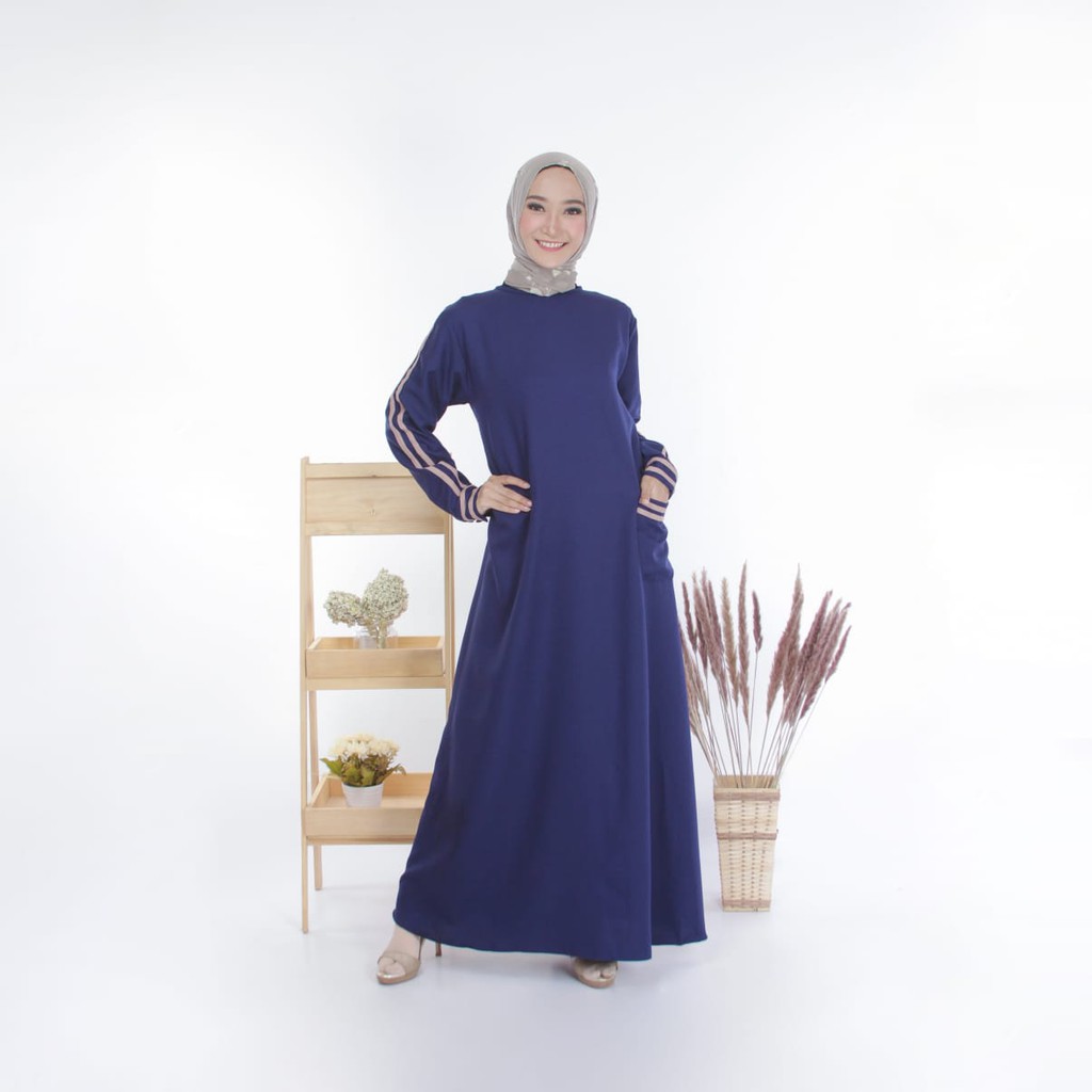 Gamis Polos Remaja Kekinian Polet Lengan 1pocket Kiri Casual Dress Wanita Simple Model Terbaru Shopee Indonesia