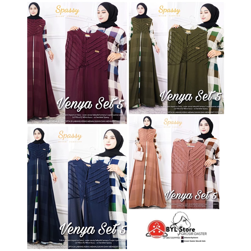 VENYA SET 5 DRESS MAXY ORIGINAL BY SPASSY//GAMIS DRESS MAXY TERBARU//DRESS WANITA PREMIUM PRODUK BER
