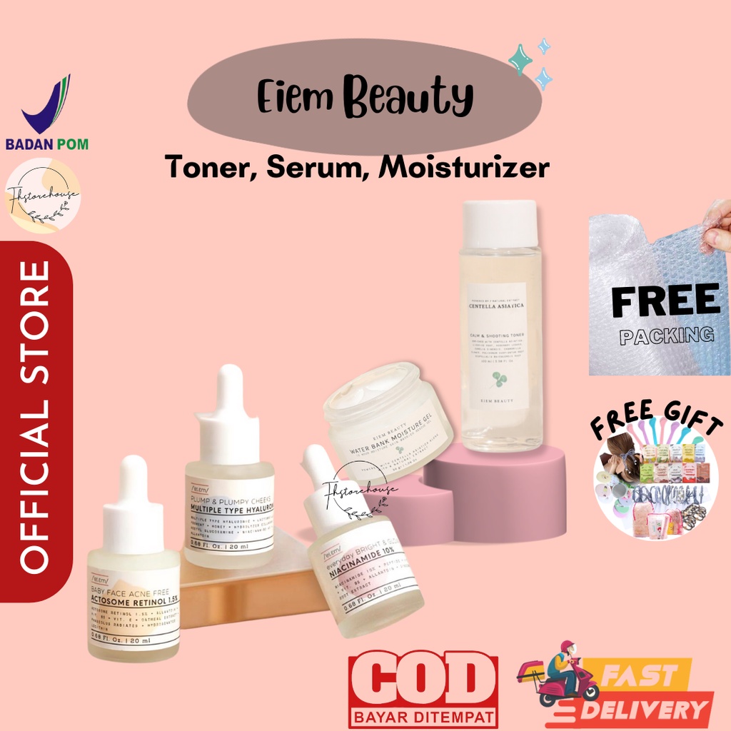 [BUY 1 GET 1 GIFT] Eiem Beauty Water Bank Moisturizer SERUM EIEM BEAUTY EI.EM SERUM BRIGHTENING NIACINAMIDE, FACE ACNE RETINOL, HYALURONIC HYDRATION BOOSTER SERUM 20ml