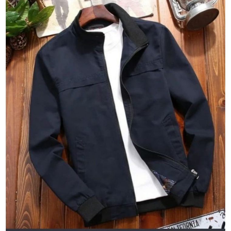 JAKET BOMBER CASUAL KERAH TINGGI BAHAN KATUN ADEM TIDAK MUDAH KUSUT