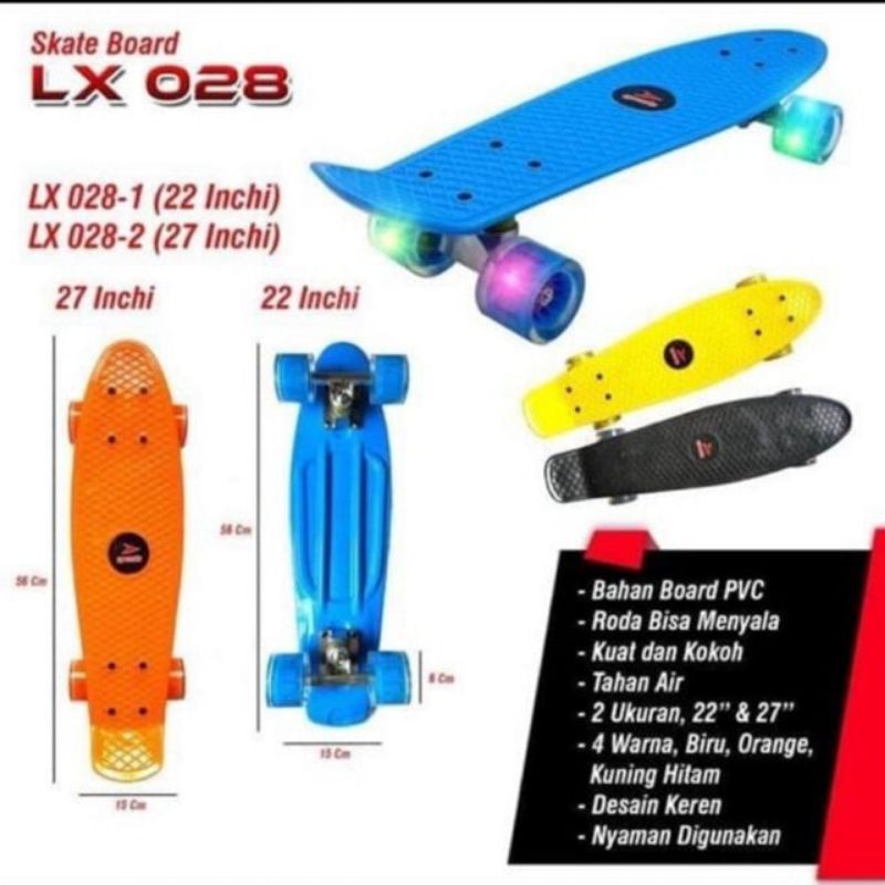 SKATEBOARD PENNY FISH BANANA BOARD PENNYBOARD FISHBOARD PU LED WHEELS MURAH