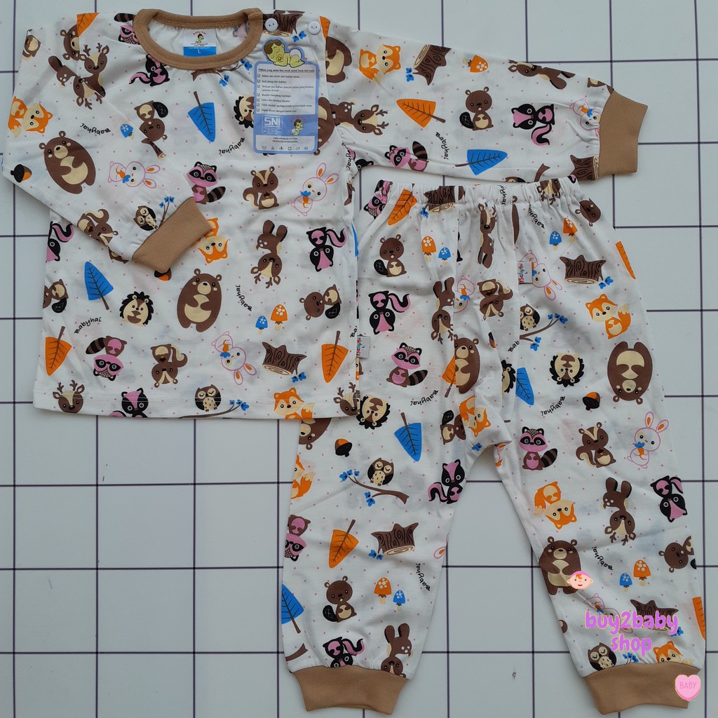 Setelan kaos celana panjang katun full Print motif Babyhai 9-18 Bulan 1 PCS