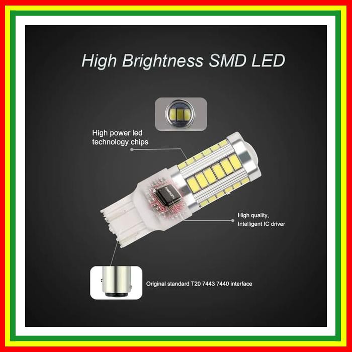 LAMPU LED T20 7443 W21/5W SEIN MUNDUR SENJA SEN REM DAYTIME DRL MOBIL
