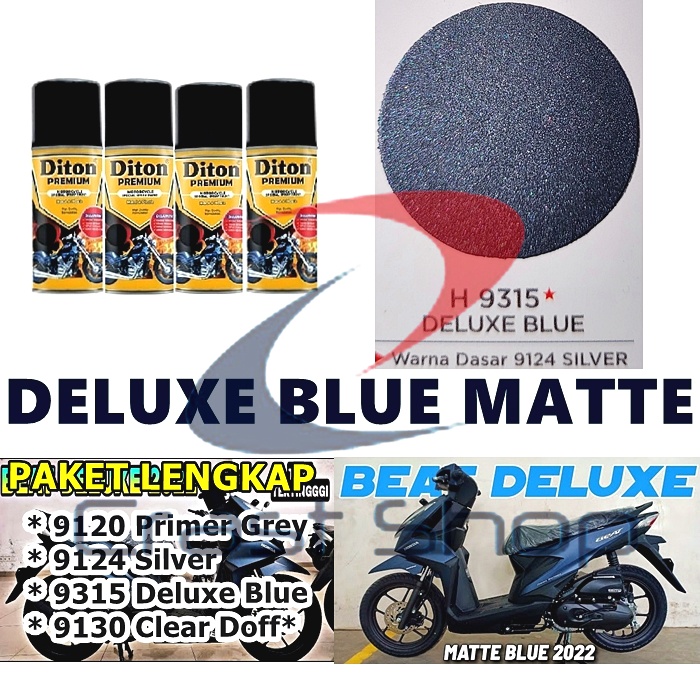 Paket Lengkap Cat Pilox Diton Premium Honda Deluxe Blue 9315 Biru Matte Dop Beat pilok pylox