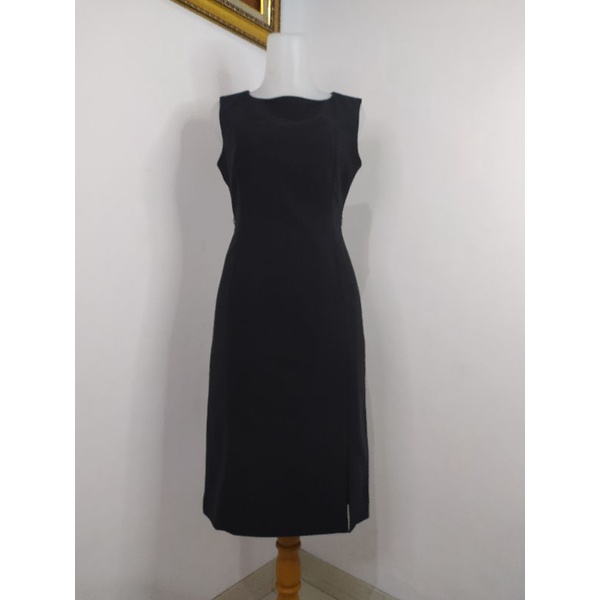 (BISA COD) Dress Vintage, Dress Bunga, Dress Tartan, Longdress, Dressmidi-Hitam