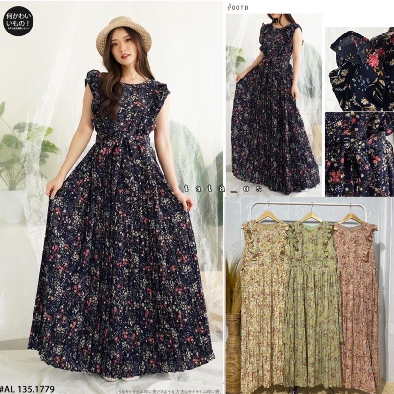 TATAOS BANGKOK BY YUNA AMELIA DRESS GAMIS FLORAL BUNGA PLEATS PLISKET RUFFLE FREE BELT TORY UNIQLO I