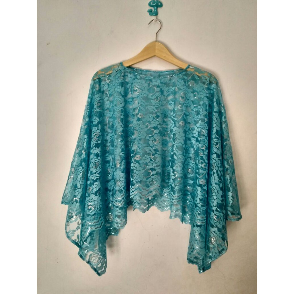 Cape Brukat kebaya Brokat Cewek Baju Kondangan Pesta Perempuan Murah Cantik Biru Muda Blue ice