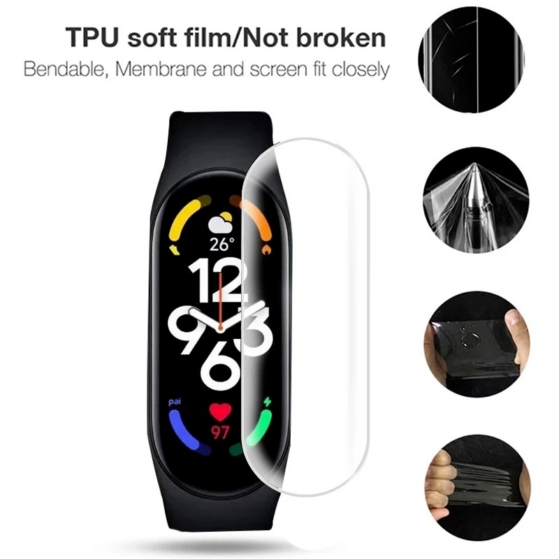 Film Pelindung Layar Anti Gores Bahan TPU Hydrogel Untuk Smartwatch Xiaomi Mi Band 7 / 7NFC / HD