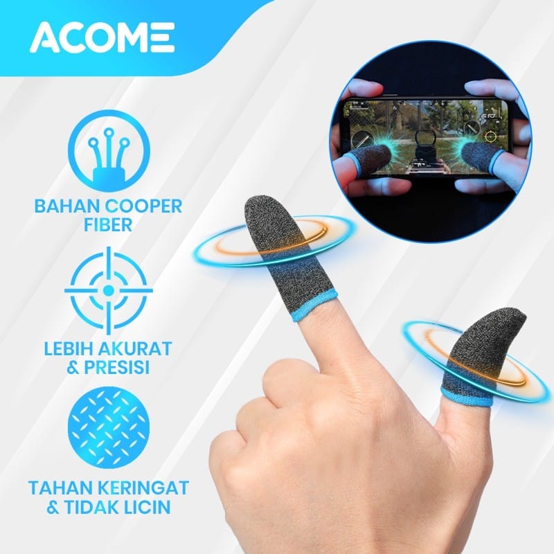 C_    ACOME Sarung Jari Jempol 1 Pasang Game Mobile PUBG Controller Touch Screen AFS01