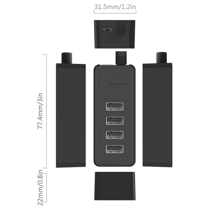 ORICO W5P-U2 USB2.0 Hub 4 ports 30cm