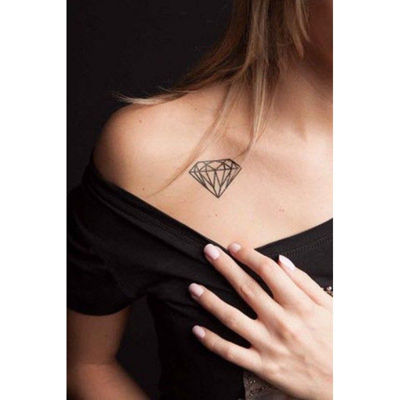 Tato Temporer Diamond Tato geometri Tato simple Taro kristal Stiker Tato Minimalis - DIAMOND1