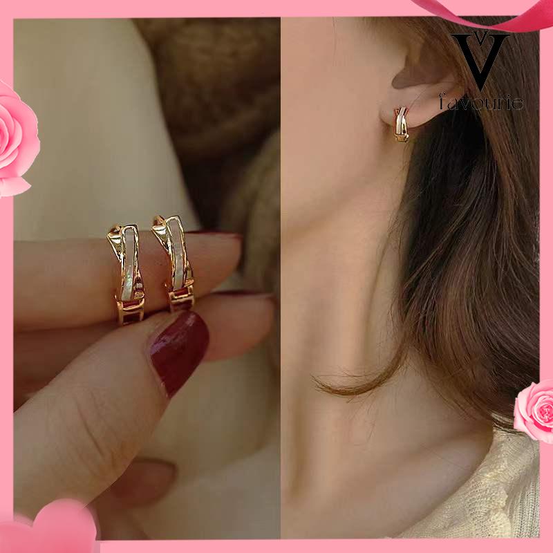 [COD]Fritillary Cross Anting Wanita Musim Panas Sederhana High-end Stud Earrings-FA