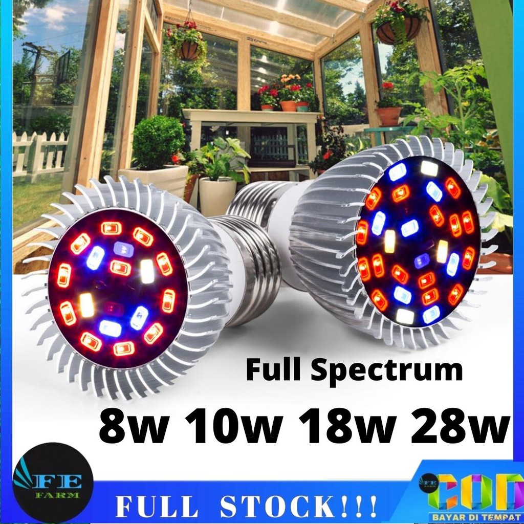 Lampu Cahaya Tanaman Tumbuhan Hidroponik LED Grow Light E27 220V Indoor Plant Growth Lampu 18W 28W