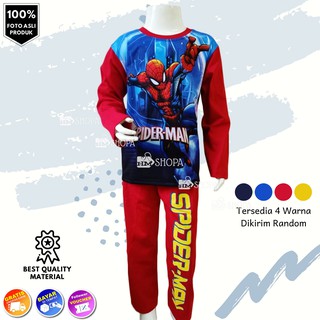 HMshopa - Baju Setelan Anak Spiderman PANJANG Fullprint