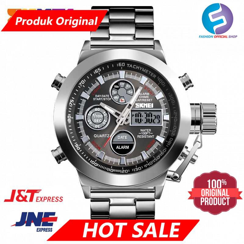 Original SKMEI Jam Tangan Analog Chrono Pria Stainless Steel Strap - 1515 Silver
