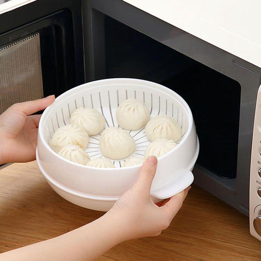 [Elegan] Microwave Steamer Cookware Peralatan PP Ramah Lingkungan Nasi Praktis Dengan Tutup Panci Kukus 1per2tingkat Memasak