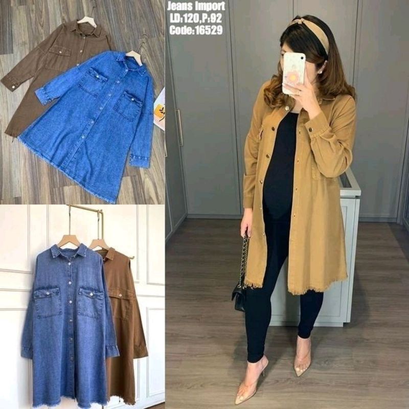 TUNIK JEANS/ MODEL RAWIS CANTI BAGIAN BAWAH BAJU