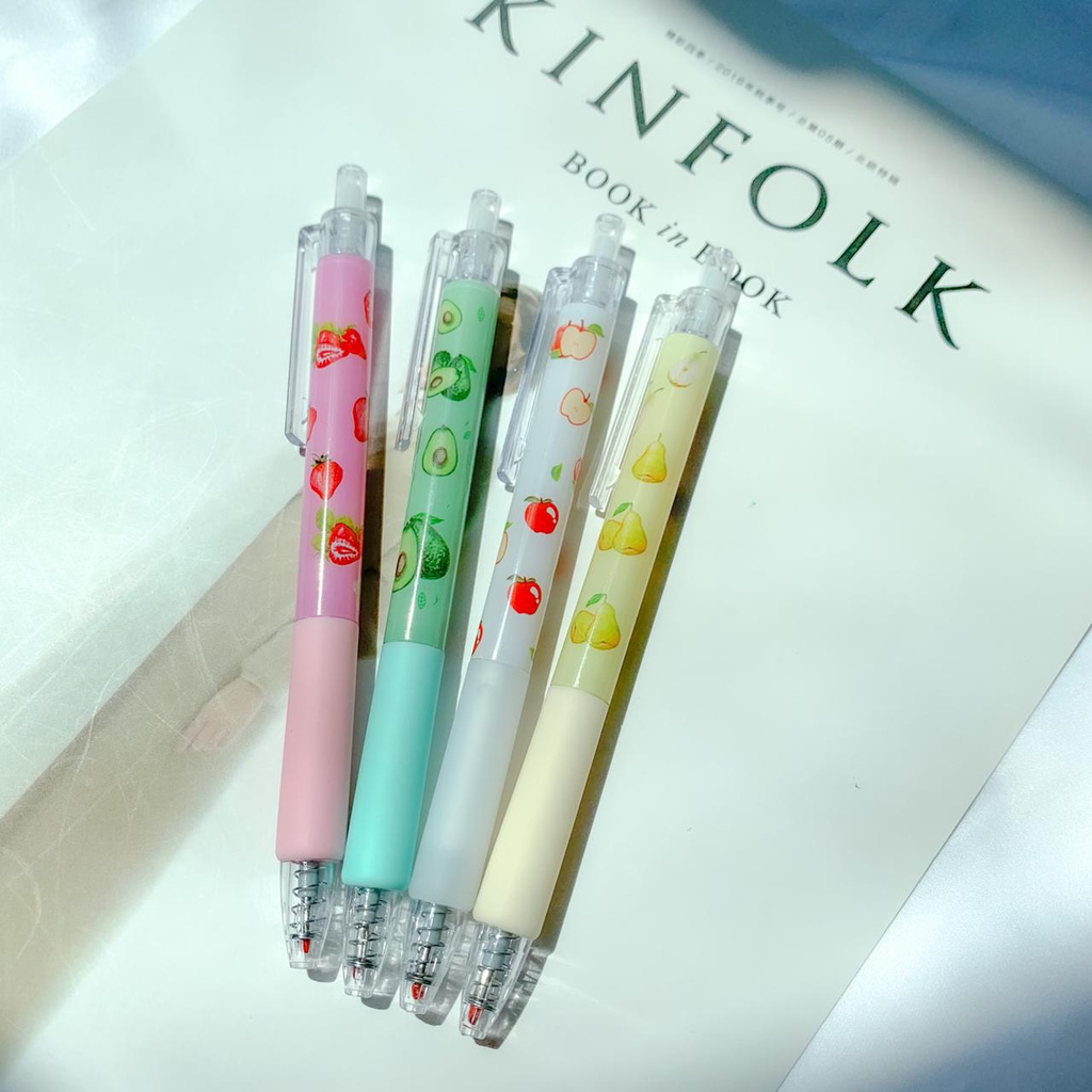 

Pulpen cetek buah mirip sarasa macaron mekanik Fruits Strawberry/Avocado/Apple/Manggo Unik