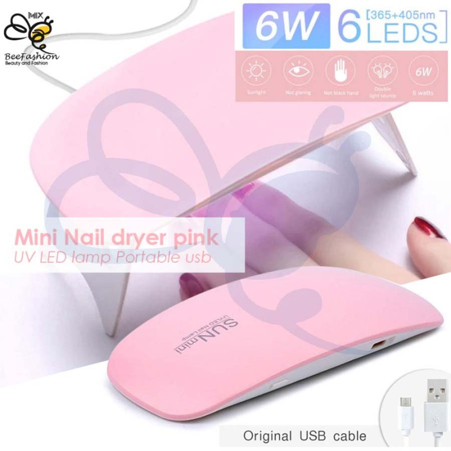 Pengering Perawatan Kutek Kuku UV LED Nail Dryer Portable 6W - Pink