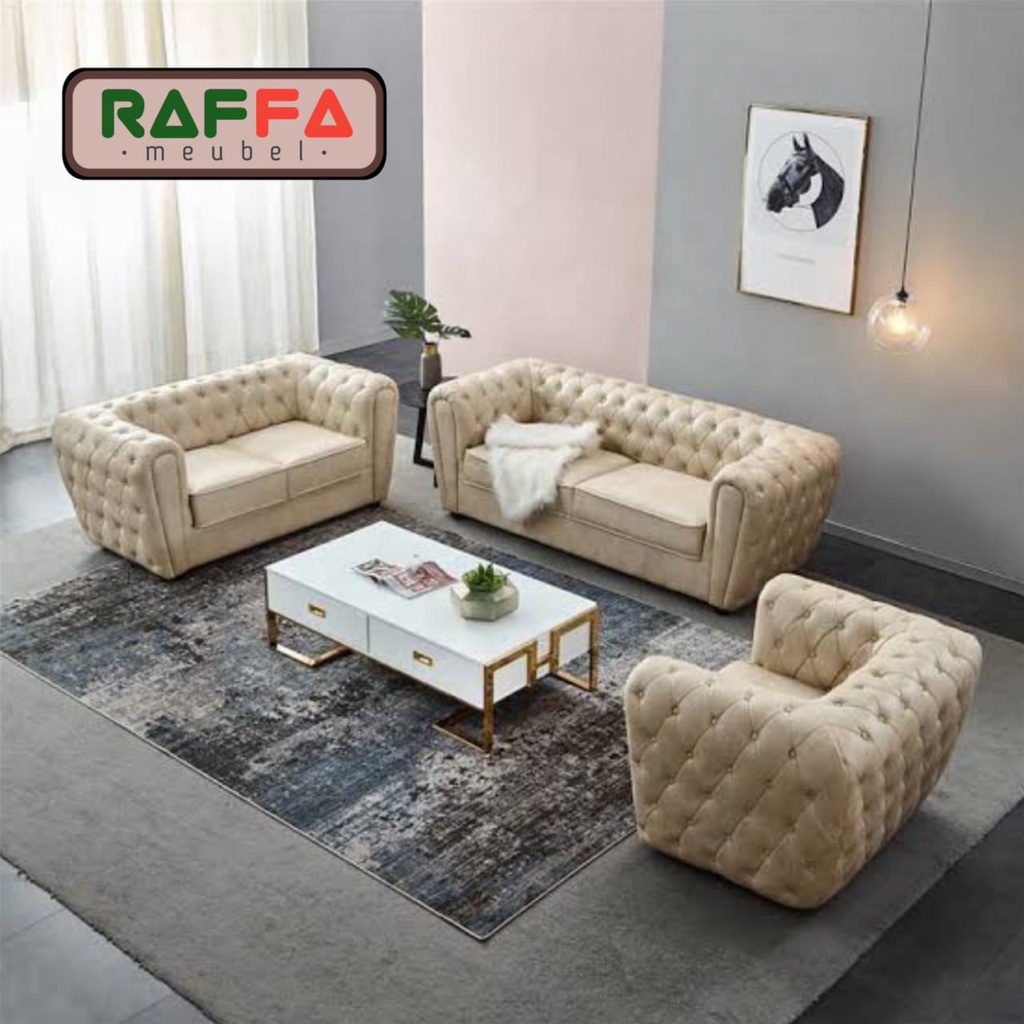 C10 RAFFA MEUBEL - Sofa Kancing Chesterfield - Sofa Cantik Buat Rumah Lebih Mewah - Sofa Estetik