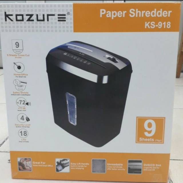 KOZURE KS-918 Cross Cut - Paper Shredder/Mesin Penghancur Kertas KS918