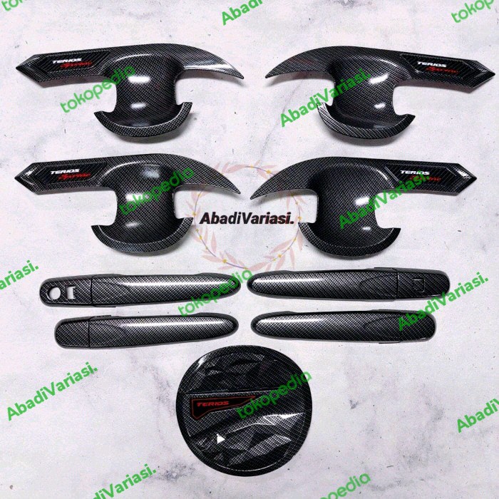 Paket Outer Handle &amp; Tank Cover Mobil All New Terios 2018-2022 Full Carbon Smartkey