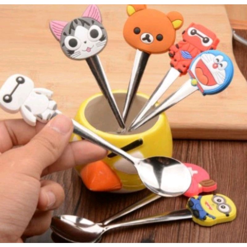 TERMURAH GROSIR Sendok Anak Karakter Tea Spoon Kartun Minion Melody Doraemon Stainless Souvenir birthday kids Anak