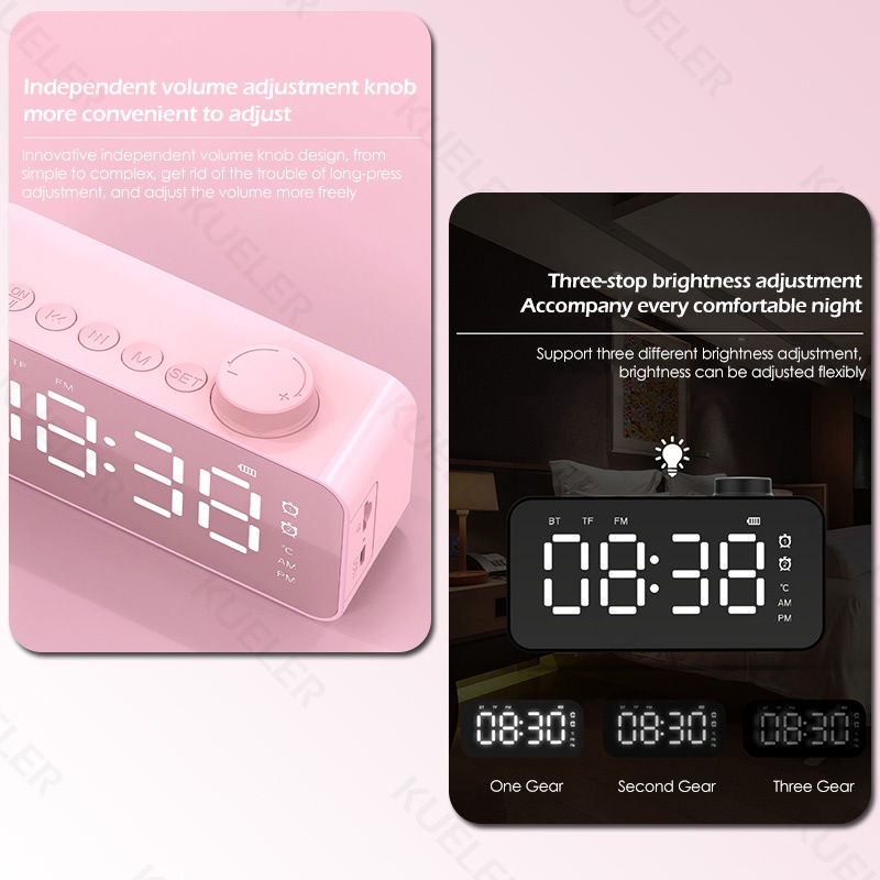 Z6 Jam Tampilan Cermin LED Speaker Bluetooth Bass with Mic Tampilan Suhu Waktu Nyata Spiker Bluetooth Dengan Radio FM Musik Box Bluetooth