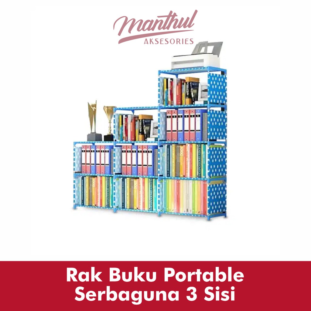 Rak Buku Portable Serbaguna 3 Sisi