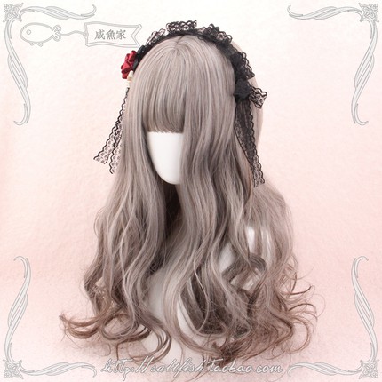 LOL-150 wig rambut palsu daily lolita korea kpop cosplay panjang wavy ash brown