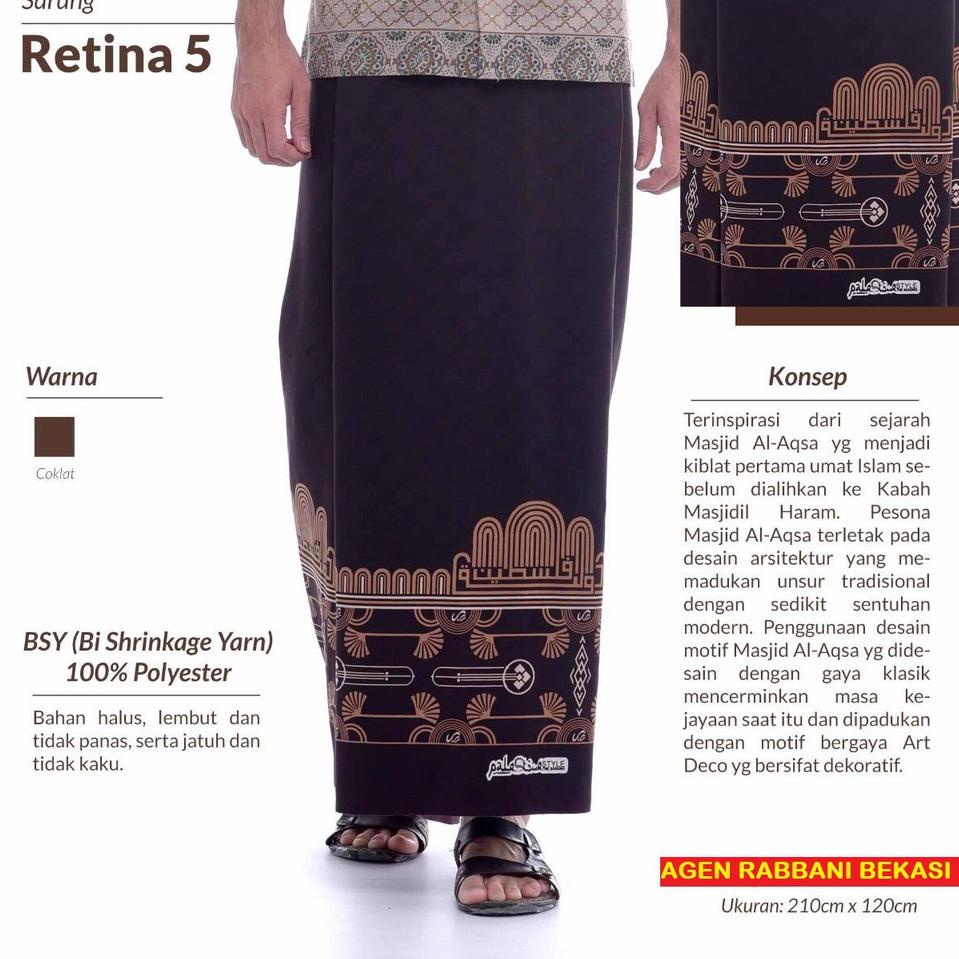 [KODE PRODUK B6WHR4867] TERUNIK Sarung Rabbani RETINA 5 COKLAT Palestine Kain Palestina