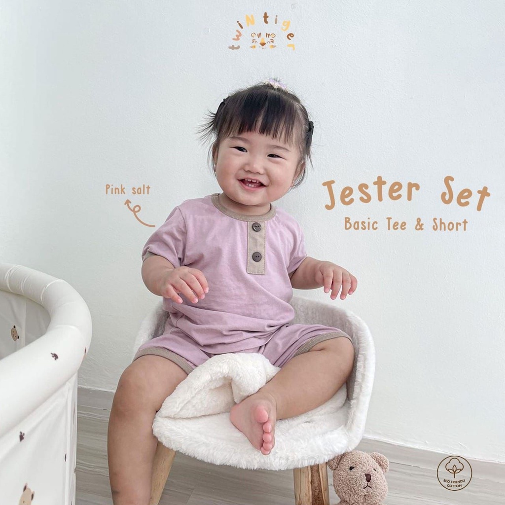 Twin Tiger Jester Set Twin Tiger Setelan Pendek Jester Anak Model Playset Baju Pendek Celana Pendek Anak 1 - 5 Tahun