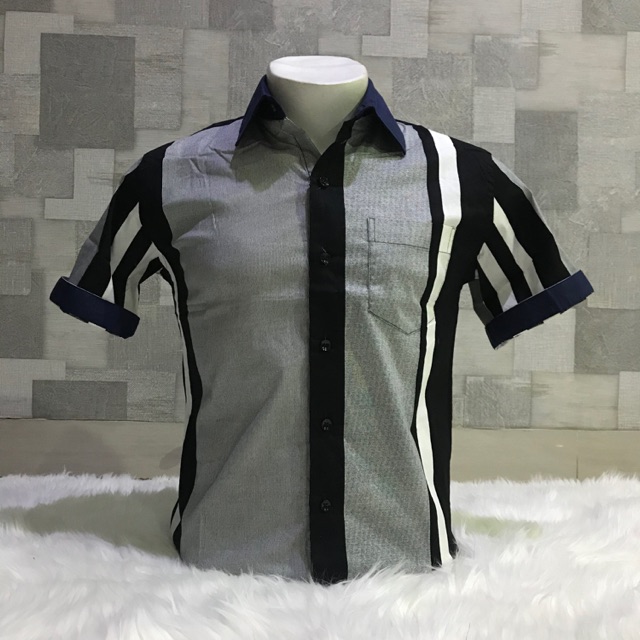 Kemeja Motif POLA GARIS 3 CASUAL | Pria
