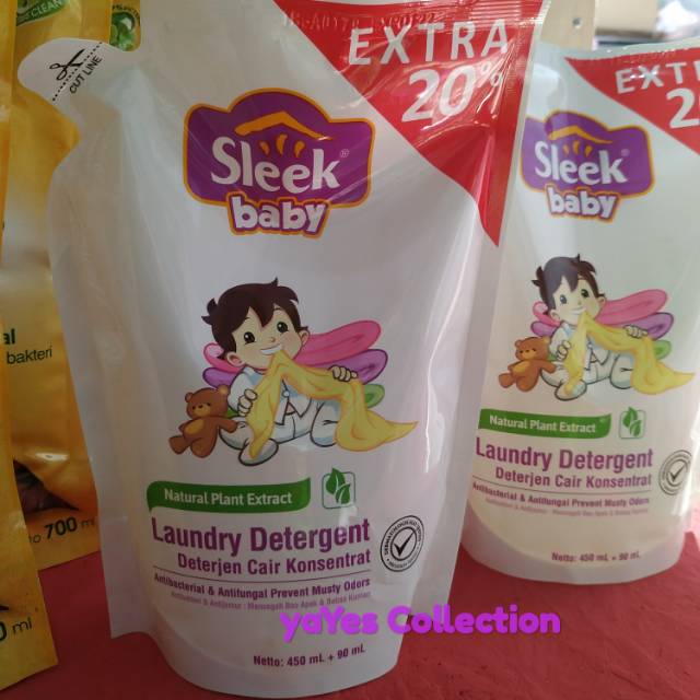 Sleek baby Laundry refill cair 450ml cuci baju Pakaian Khusus baby detergent deterjen refil loundry bayi