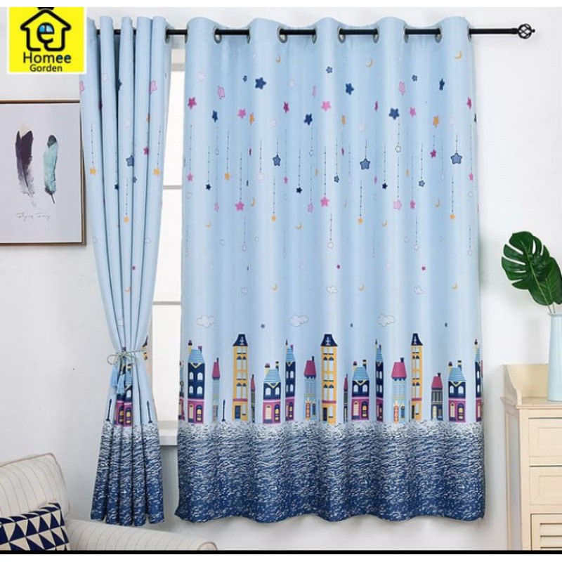 Gorden anak karakter /Gorden Minimalis/ Tirai Jendela Minimalis/ Gorden CASTIL ANAK BIRU