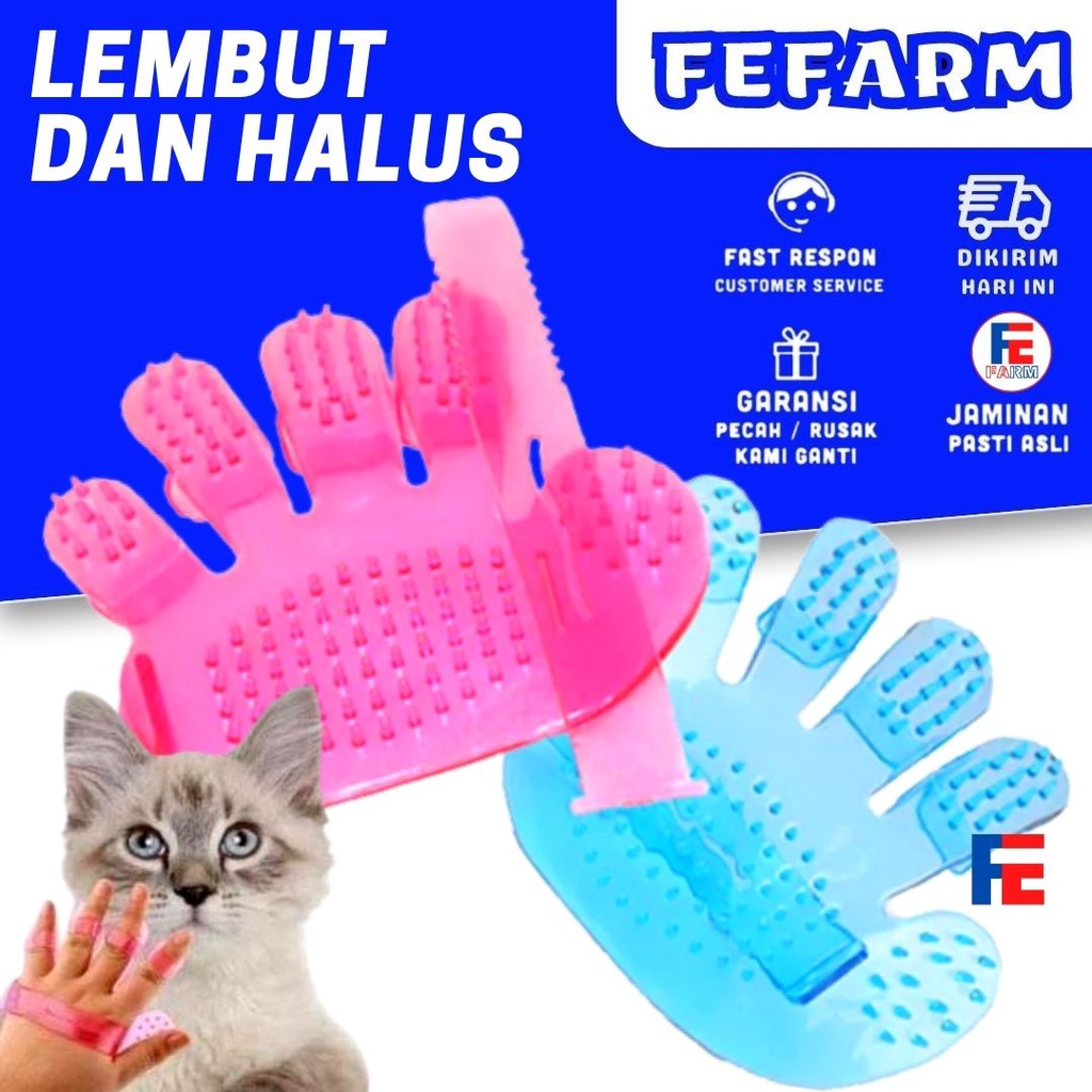 Sisir Mandi untuk Kucing Anjing Bentuk Tapak Tangan Sisir Bulu Hewan FEFARM