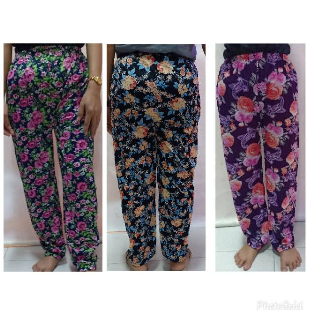 Celana panjang motif wanita dewasa bahan aiget