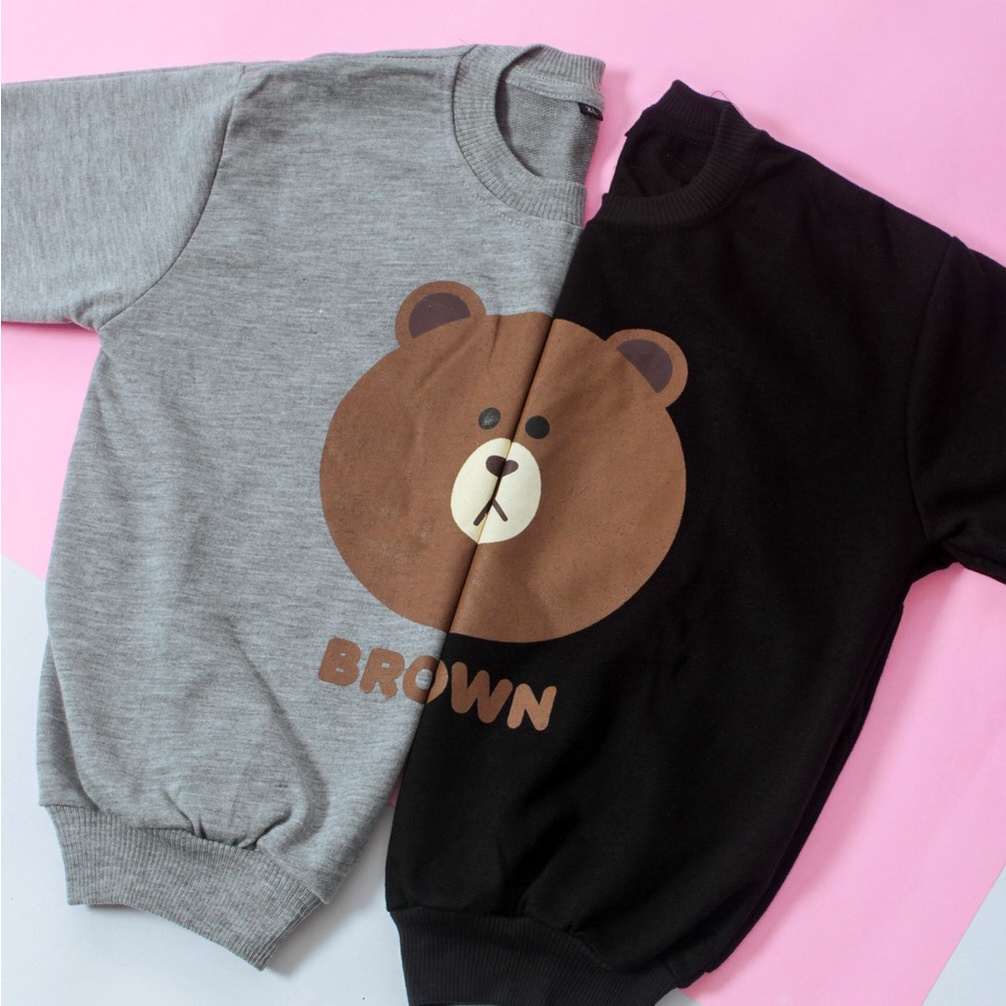 ZAHRA - Sweater Setelan Anak Laki Laki Dan Perempuan BEAR BRWON KIDS