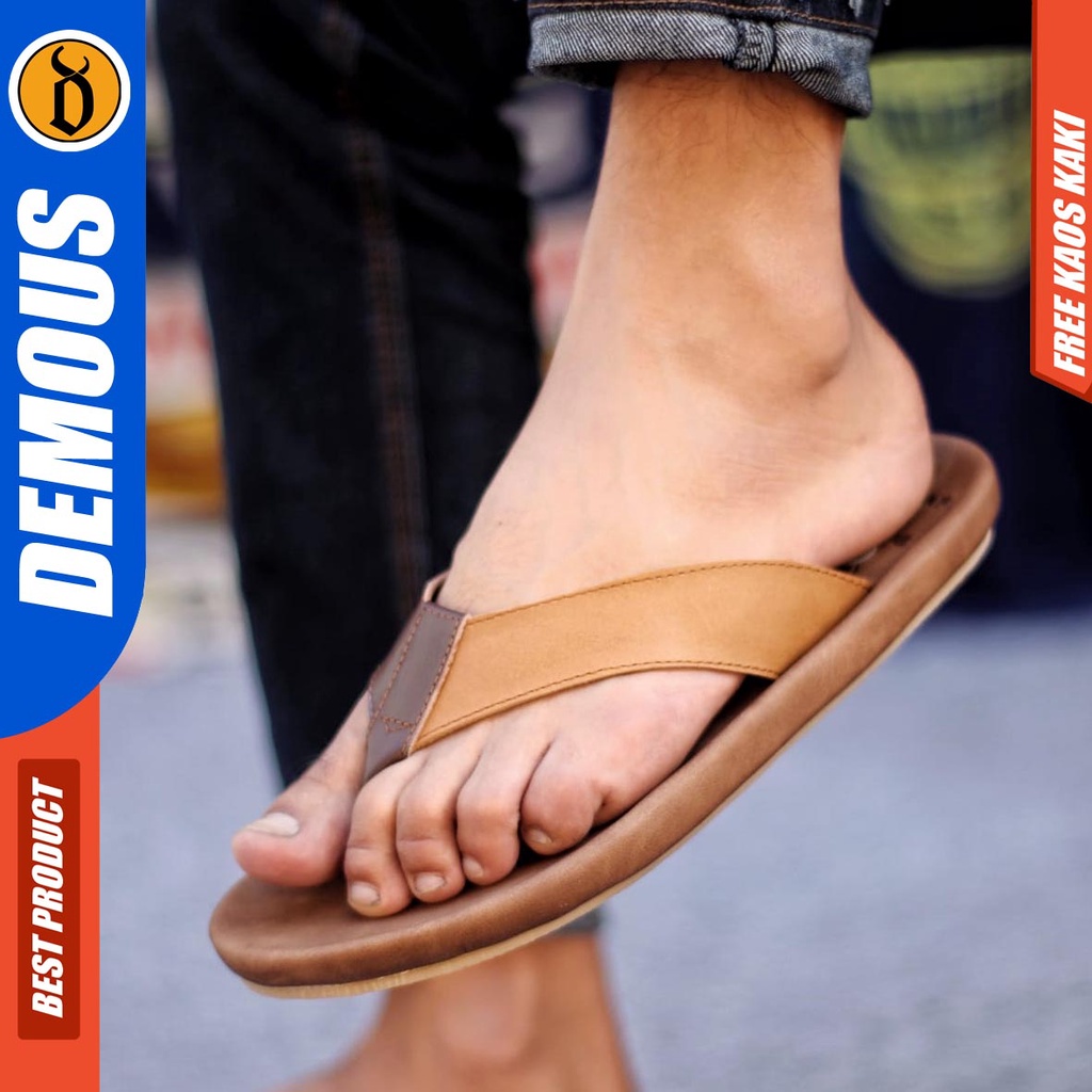 DEMOUS JAVIT Sandal Jepit Kulit Asli Casual Pria