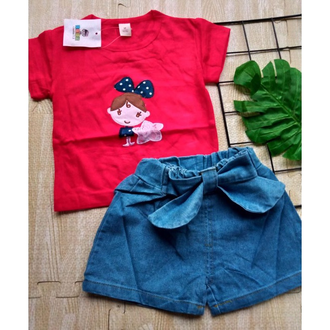 Setelan celana pendek anak cewek import 0-4 tahun / Setelan hotpant anak perempuan  import 0-4 tahun / Baju anak import / Pakaian anak import  uisa 0-4Tahun