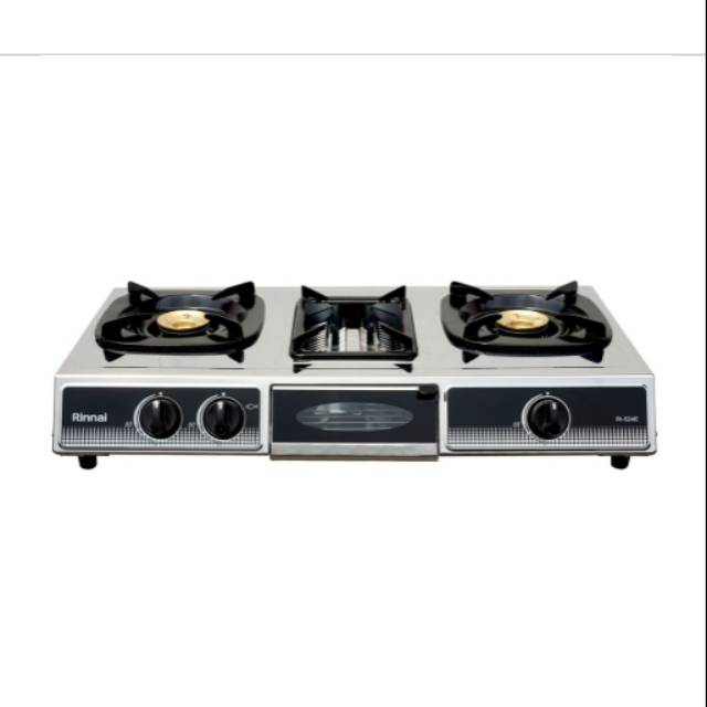 Kompor Gas 3 tungku (2 tungku api dan 1 tungku grill) RINNAI RI-524E