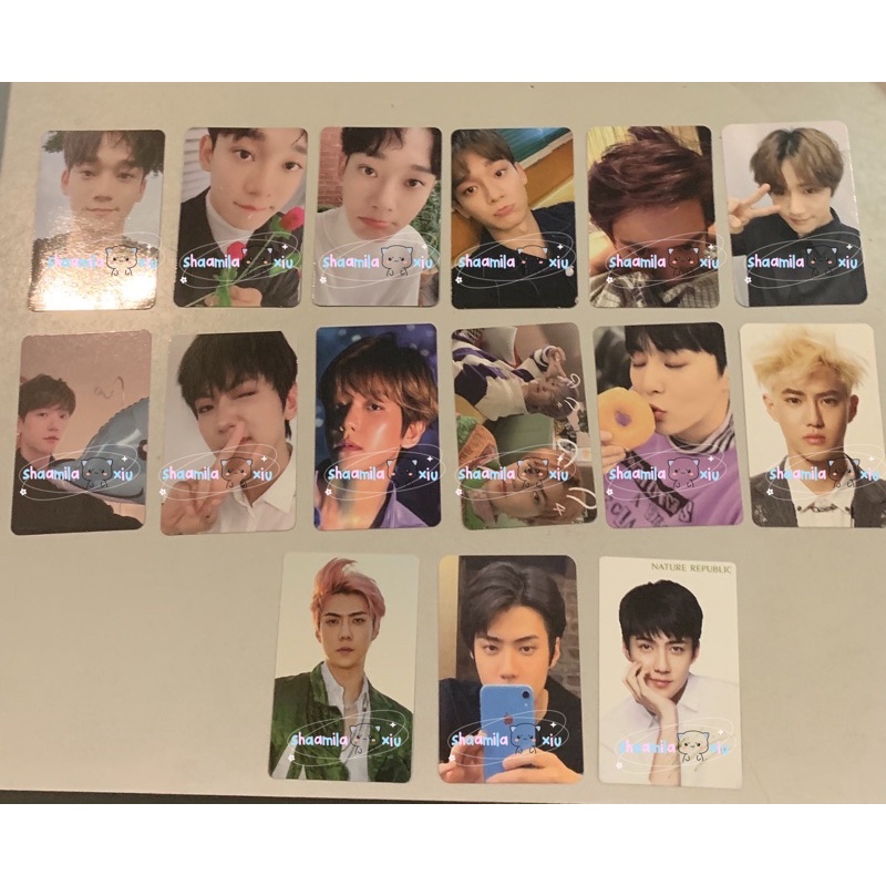 Photocard Exo baekhyun chen chanyeol sehun suho xiumin dftf sfy sticker 1 billion iphone summer vaca