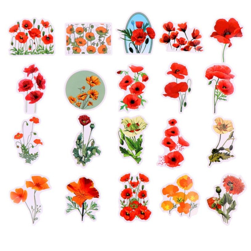 Flower &quot;Lest We Forget&quot; PVC Sticker (10pcs)