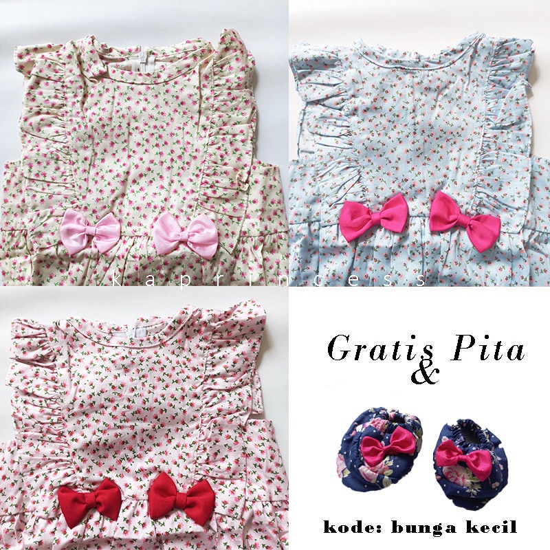 Setelan Baju Piyama Bayi 0- 12 bulan GRATIS Pita Ulang Tahun Perempuan Katun Adem New Born KA119