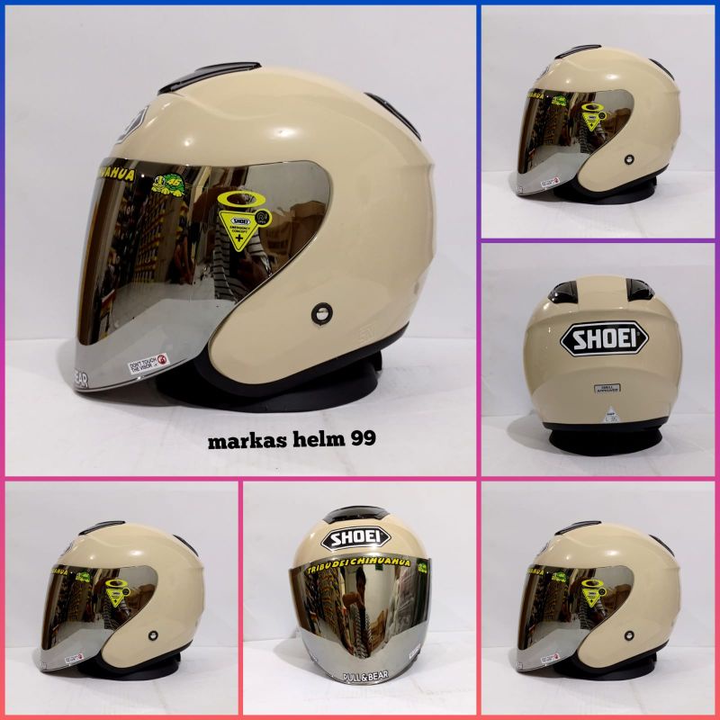 HELM DYR KYOTO CREAM GLOSS PAKET GANTENG-paket venom silver