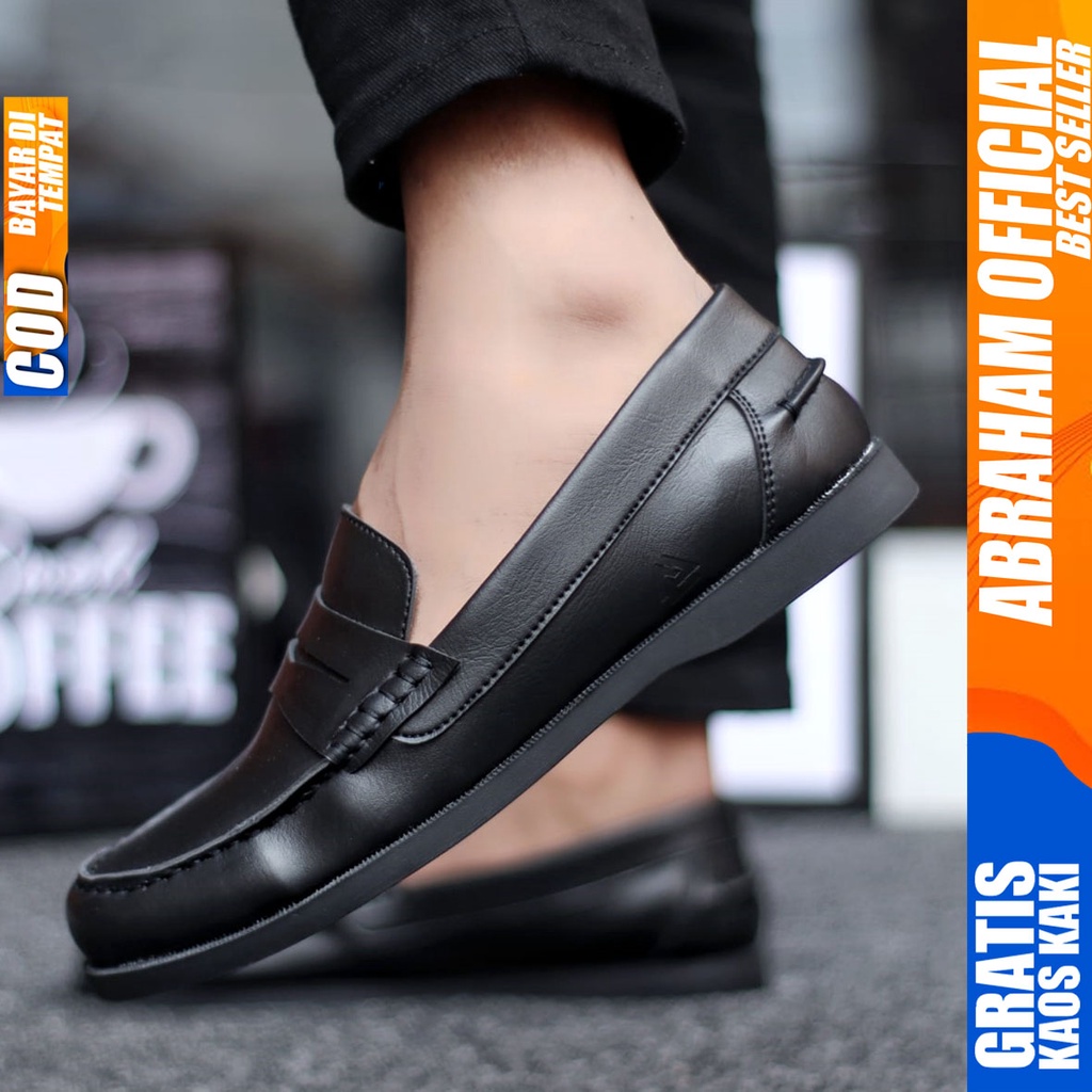 Abraham Irish - Sepatu Pantofel Kerja Formal Pria Hitam